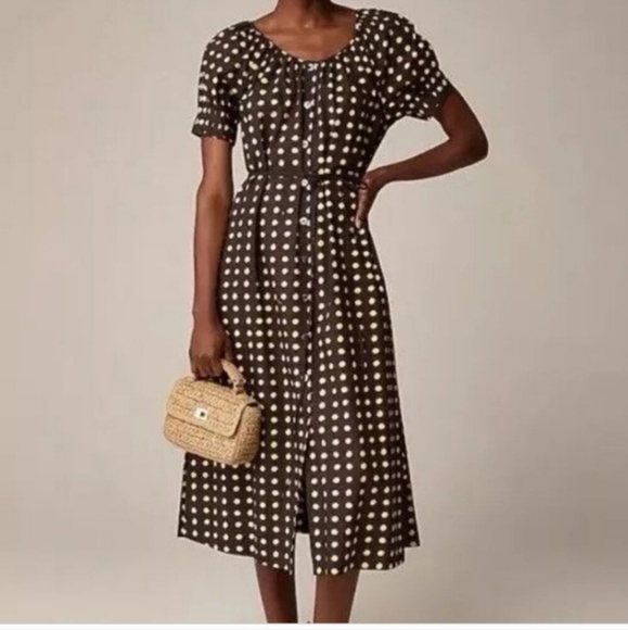 J. Crew Dresses & Skirts - J. Crew Black and White Polka‎ Dot Midi Dress